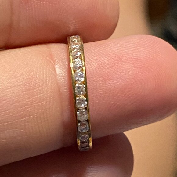 Gold Over Silver Size 6 Eternity Band Ring With Tourmaline Stones - Picture 2 of 5